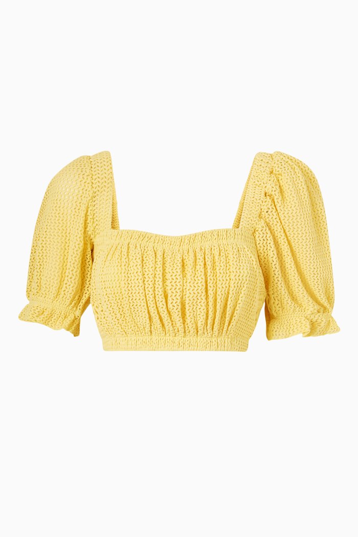 

Marcela Crop Bikini Top in Crochet, Yellow