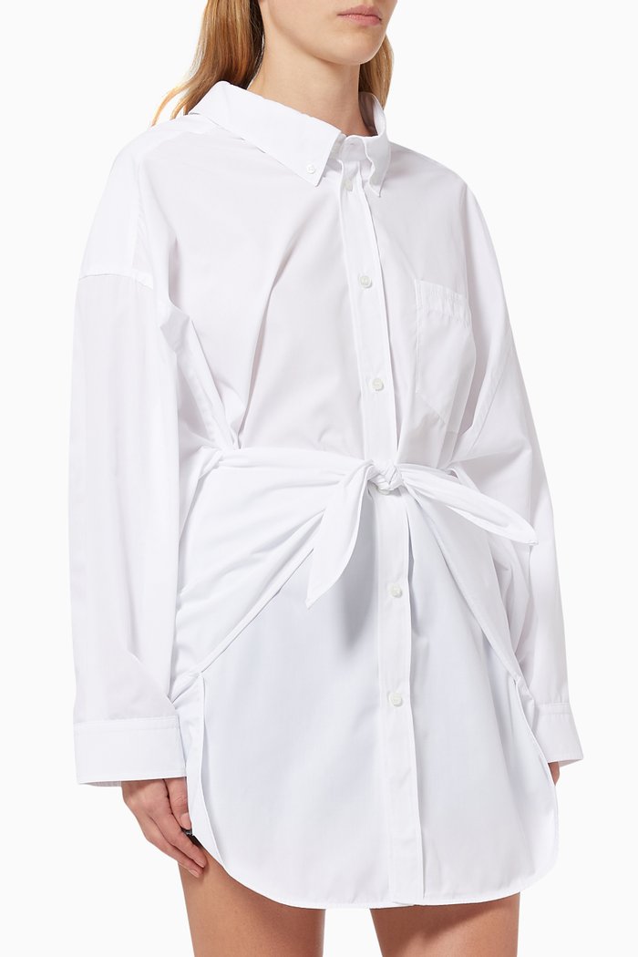 

Knotted Shirt in Cotton Poplin, White