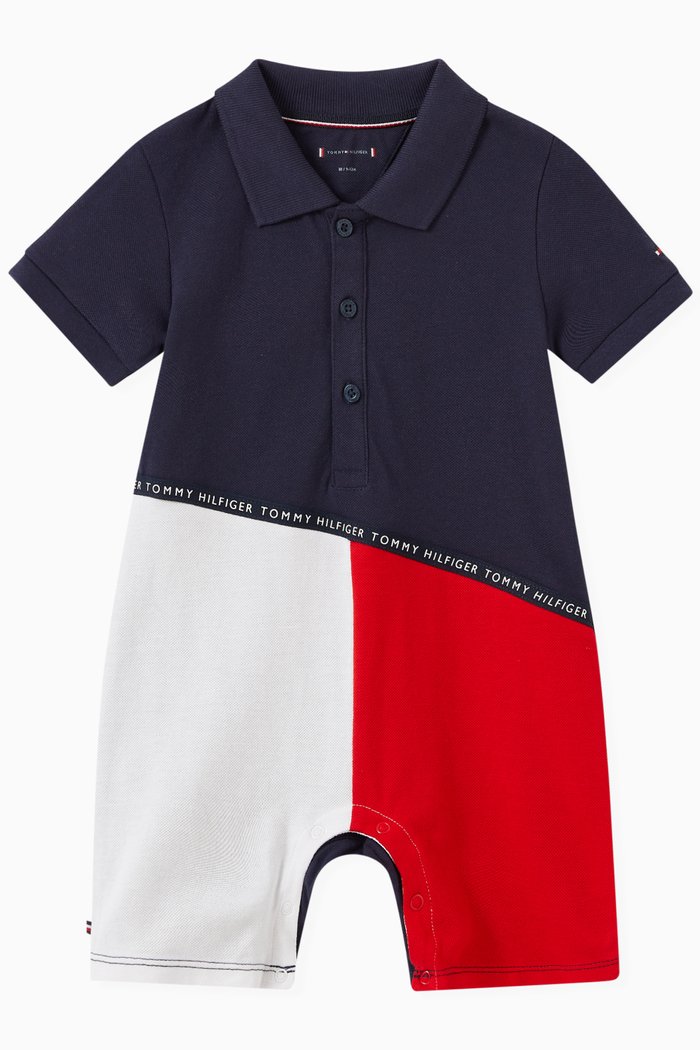 

Colourblock Polo Coverall in Organic Cotton Piqué, Blue