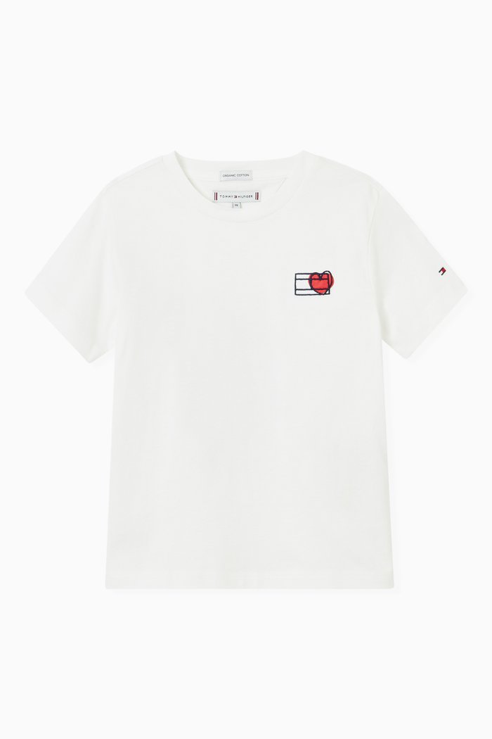 

Heart Print T-shirt in Jersey, Neutral