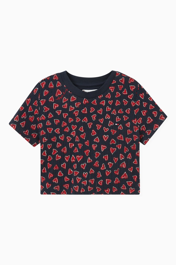 

Heart Print T-shirt in Jersey, Blue