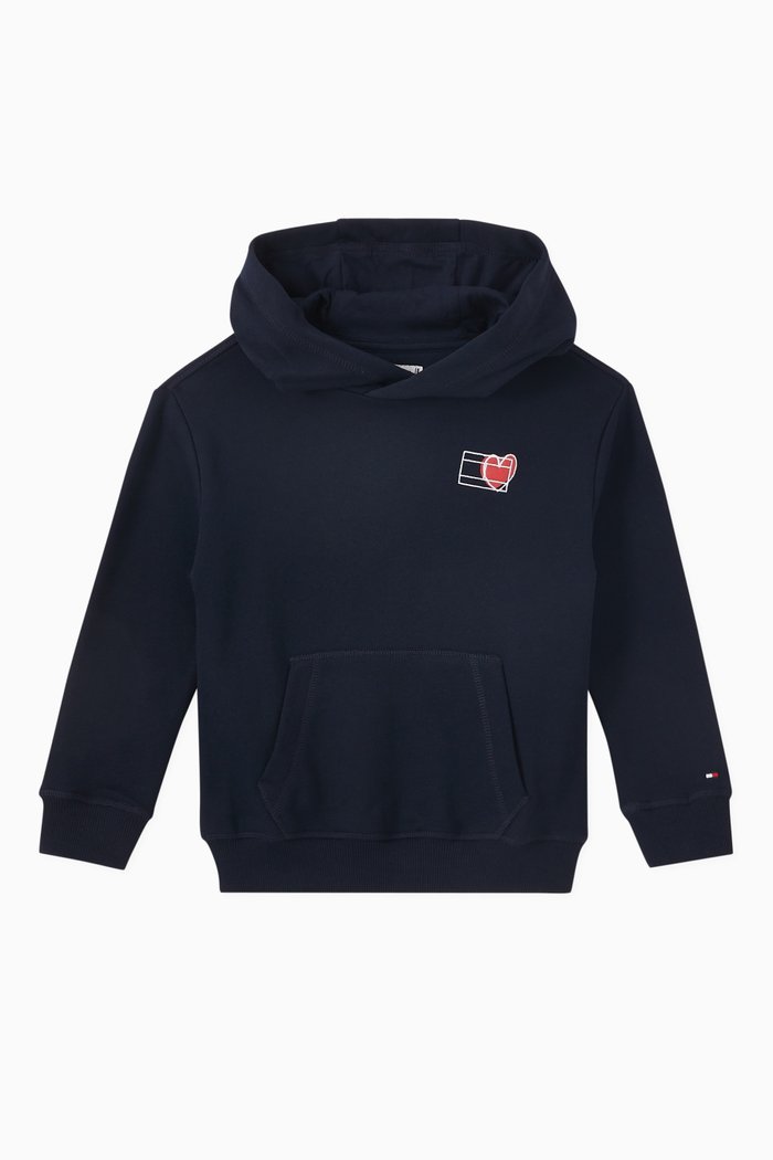

Valentines Print Hoodie in Organic Cotton, Blue