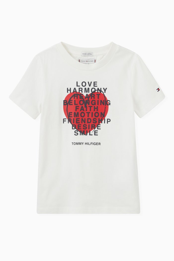 

Valentines Heart Text Print T-Shirt in Organic Cotton, Neutral