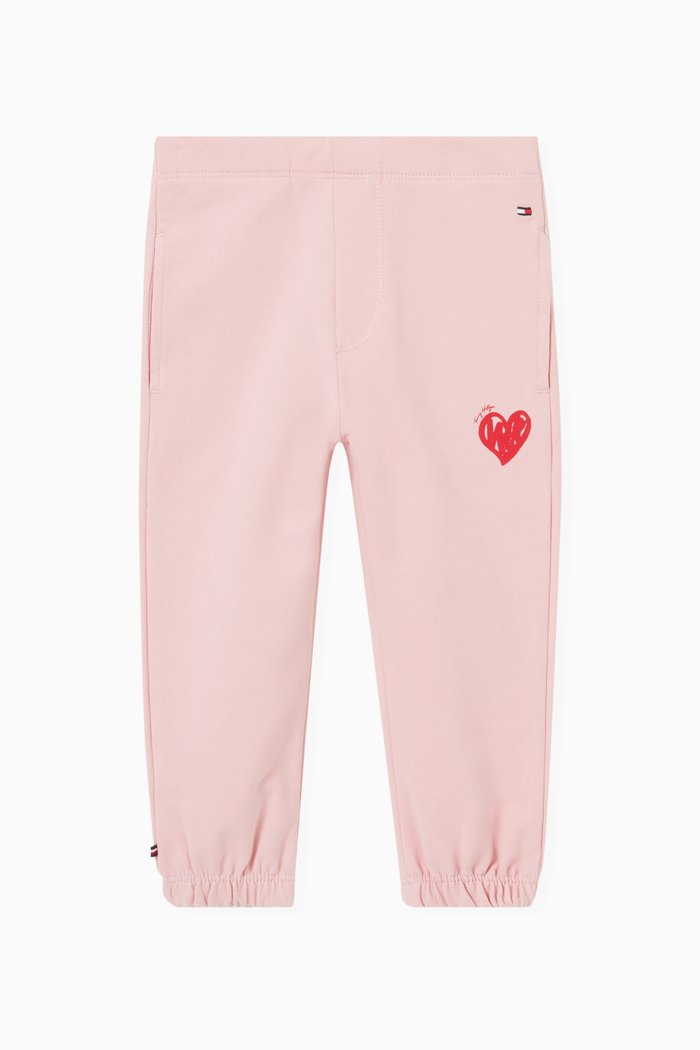 

Heart Print Sweatpants in Cotton, Pink