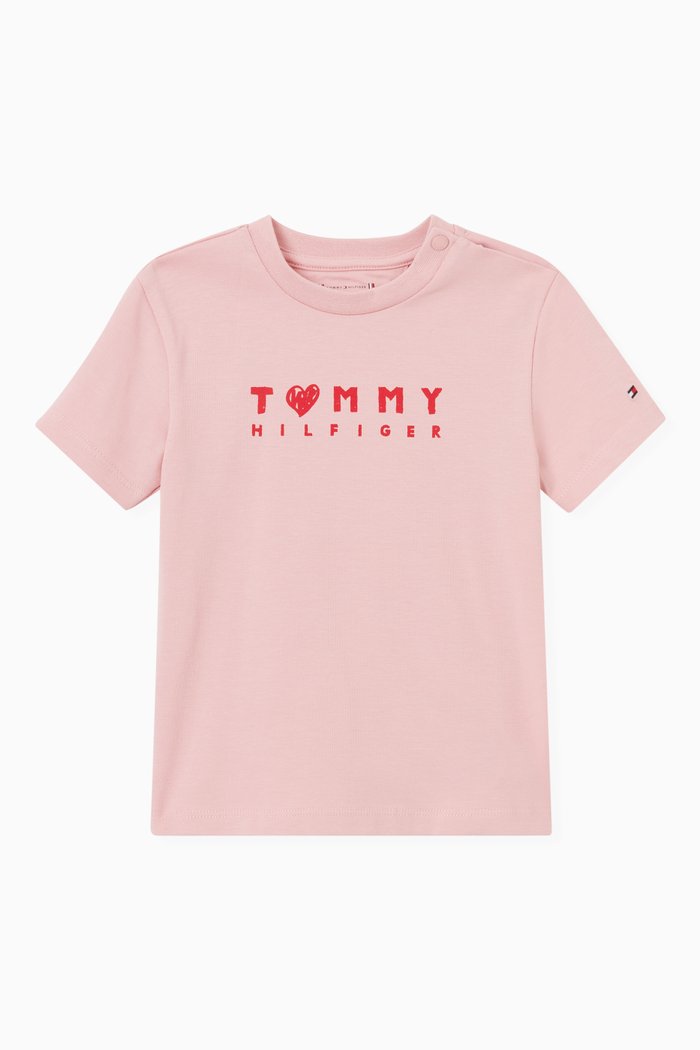

Logo Print T-Shirt in Jersey, Pink