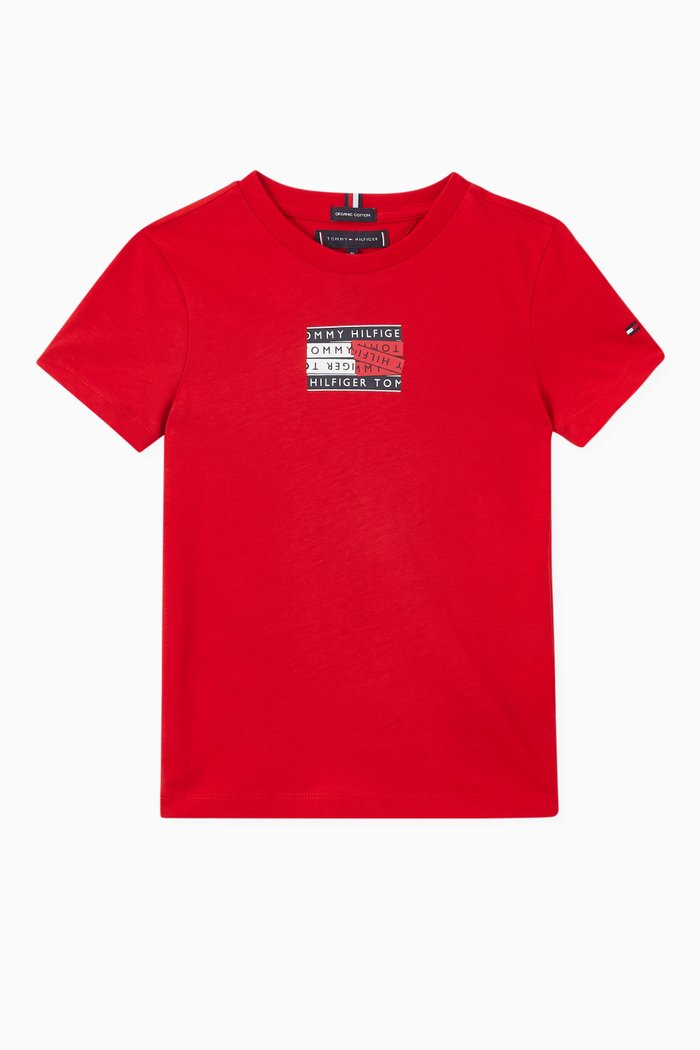 

Tape Graphic T-Shirt in Cotton, Red