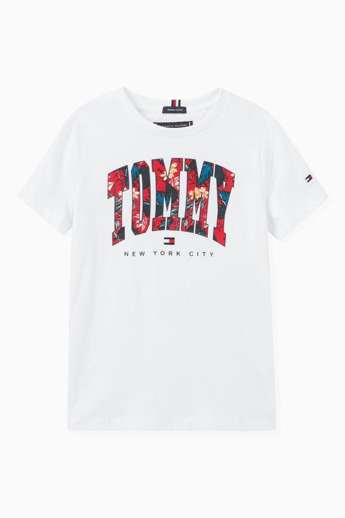 

Tropical Varsity T-Shirt in Organic Cotton, White