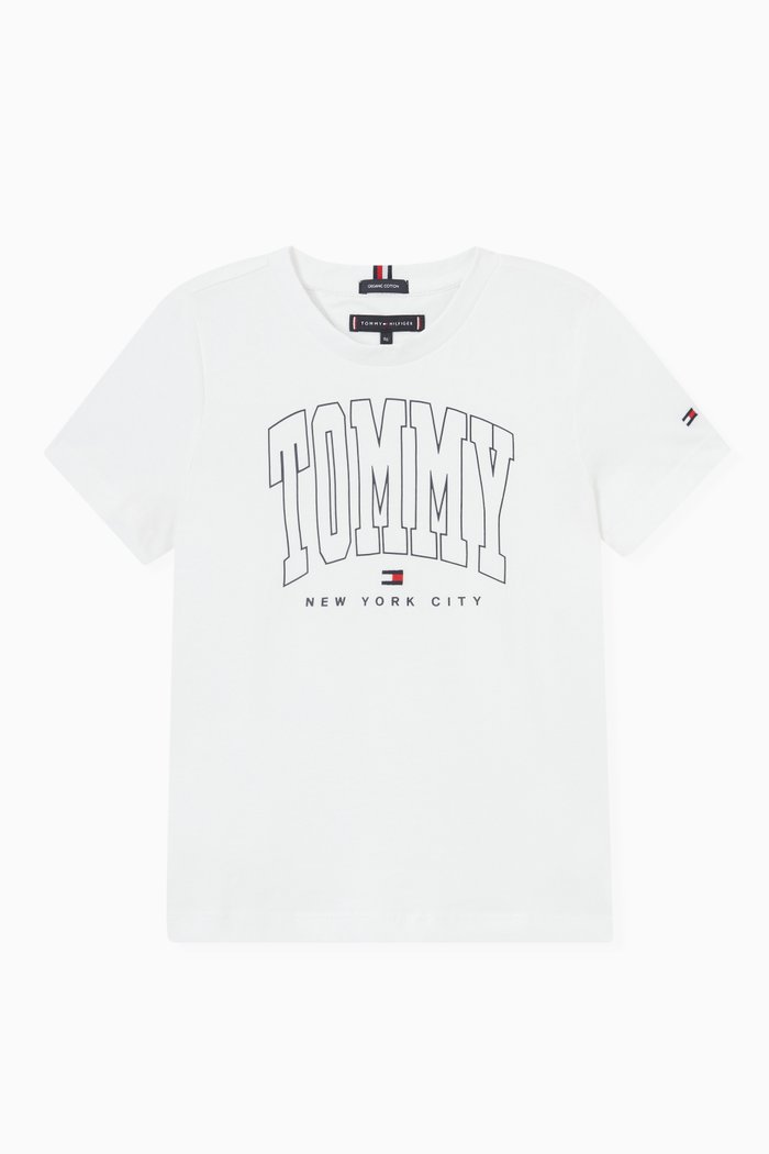 Varsity Logo Print T-shirt in Jersey, White