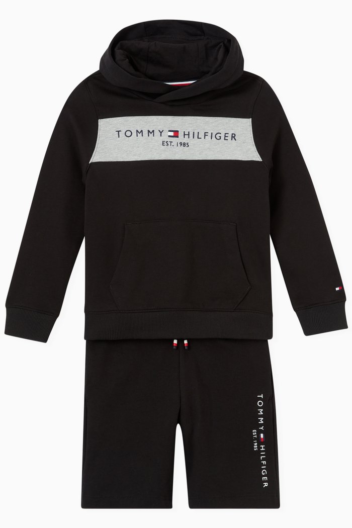 

Colour Block Hoodie and Shorts, Set of Two, Black