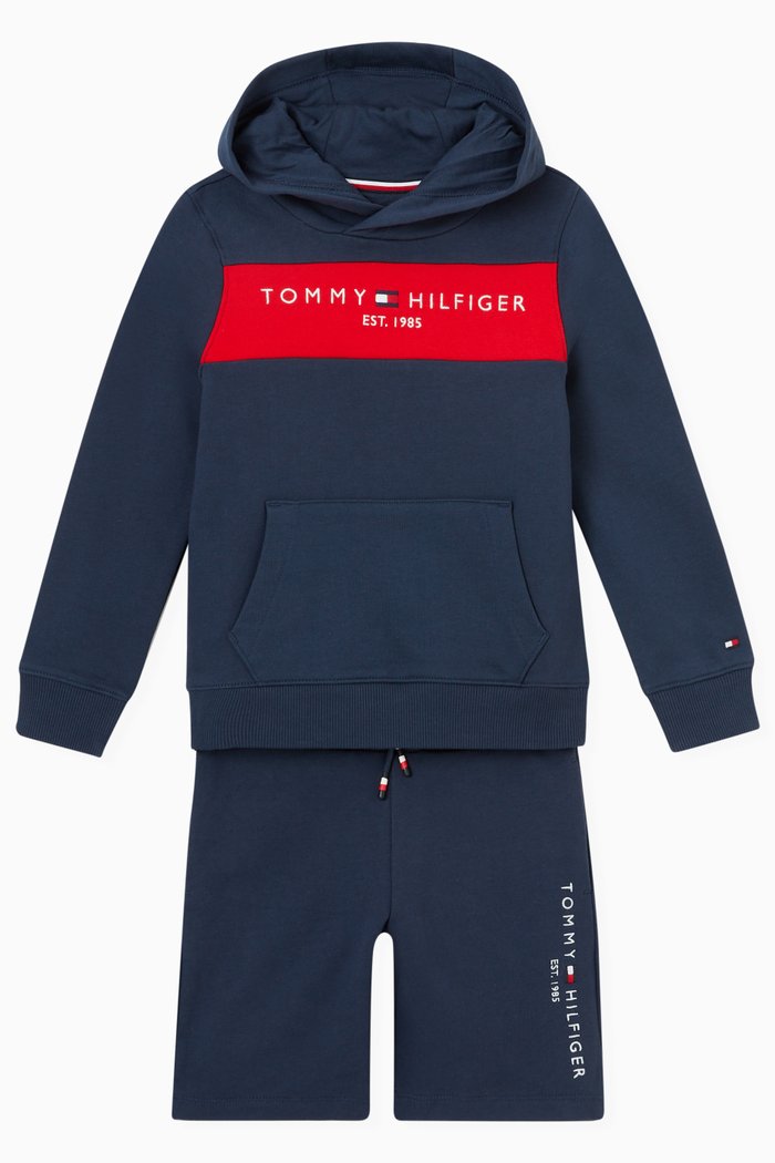

Colour Block Hoodie and Shorts, Set of Two, Blue