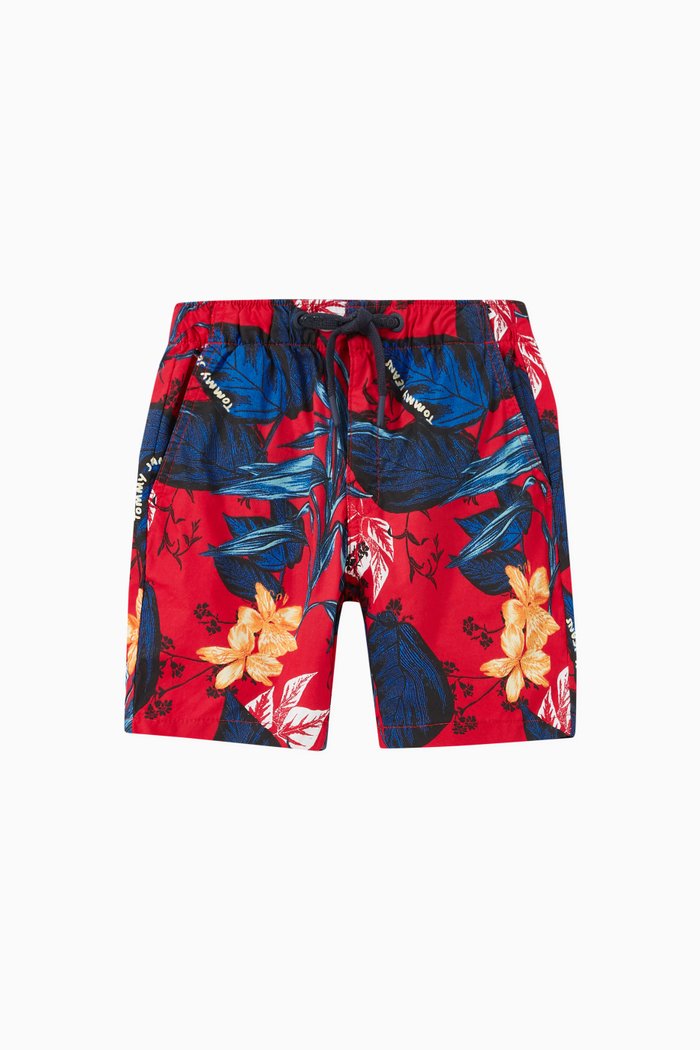 

Tropical Print Shorts in Organic Cotton, Red