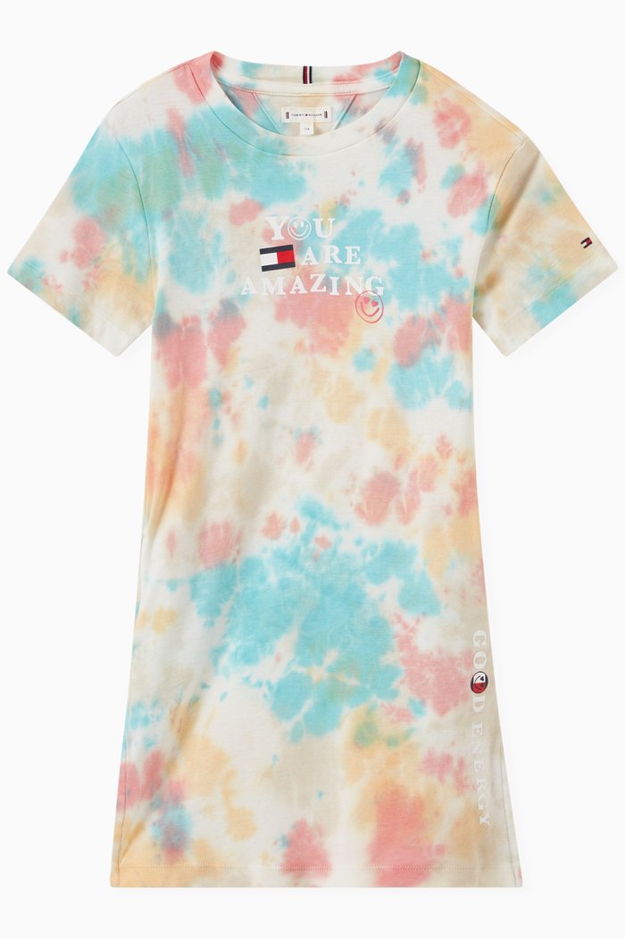 

Tie-dye T-shirt Dress in Organic Cotton Jersey, Multicolour