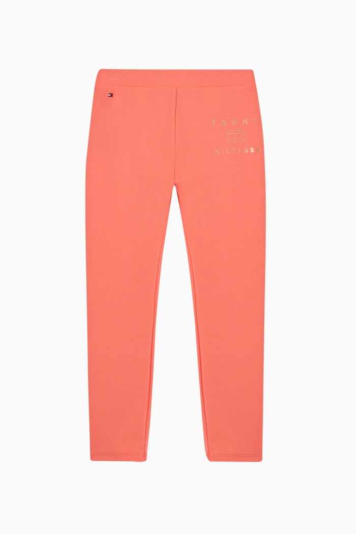 

Foil Logo Print Leggings in Stretch Cotton, Pink