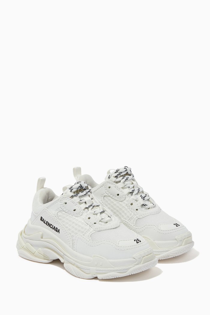 

Triple S Trainers in Double Foam & Mesh, White