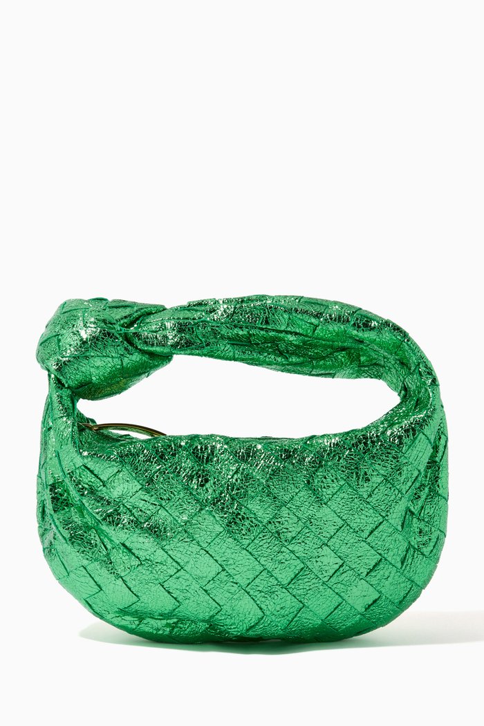 

Jodie Mini Bag in Craque Metallic Intrecciato Leather, Green