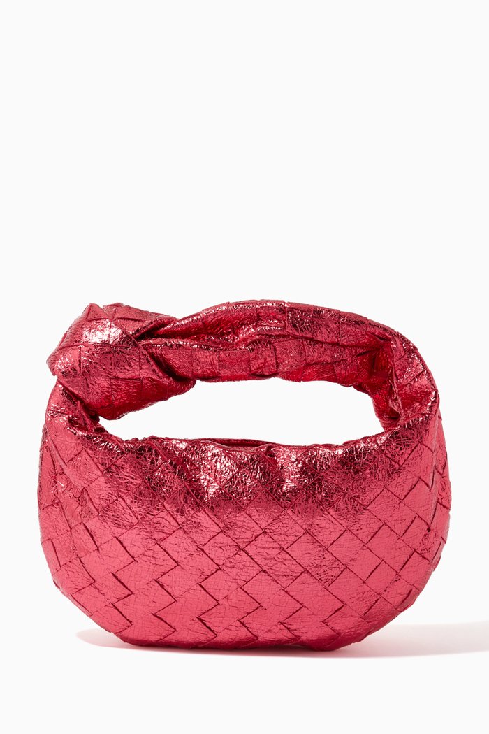 

Jodie Mini Bag in Craque Metallic Intrecciato Leather, Pink