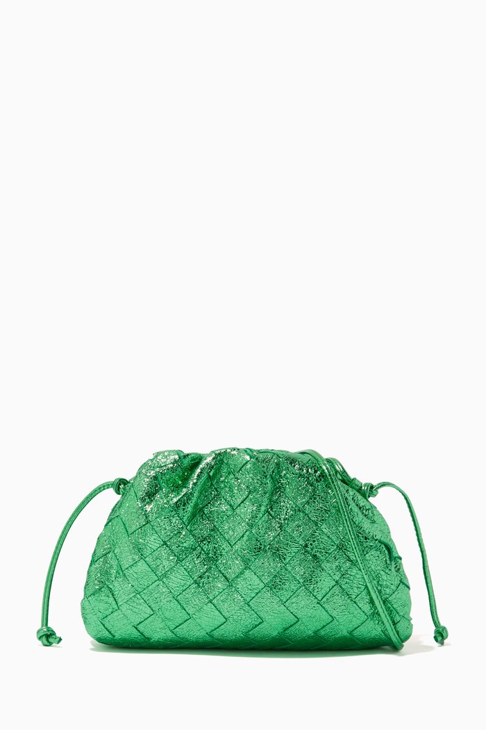 

Mini Pouch in Intrecciato Leather, Green