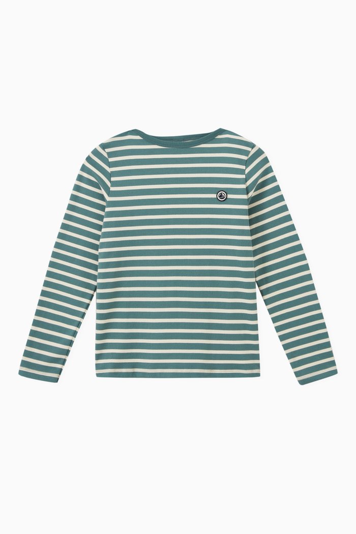

Striped Long Sleeved Top in Cotton, Multicolour