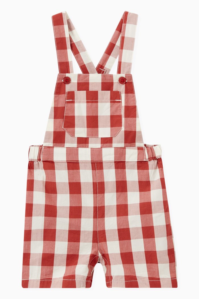 Dungaree Shorts in Cotton Poplin, Red