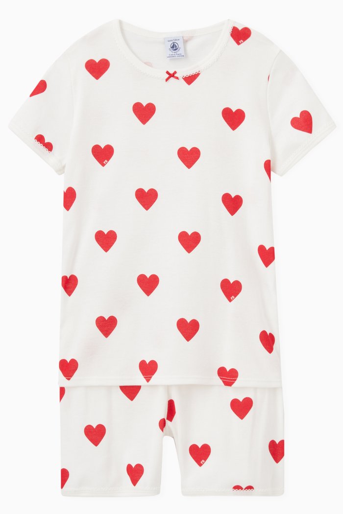 

Heart Pattern Pyjama Set in Cotton, Multicolour