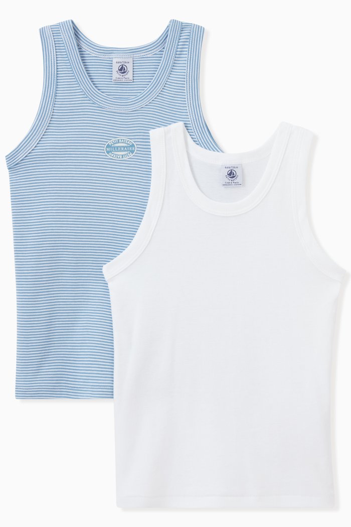 Vests in Cotton, Set of 2, Multicolour
