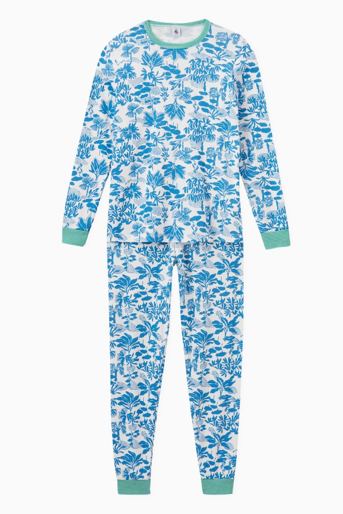 

Plant Print Pyjama Set in Cotton, Multicolour