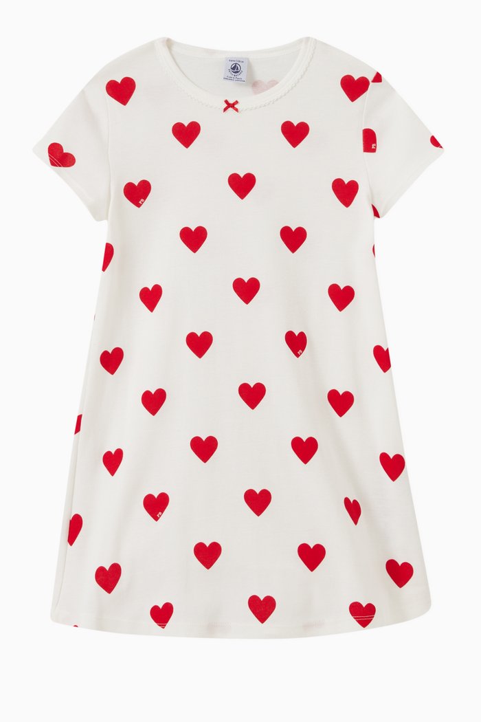

Heart Print Dress in Cotton, Multicolour