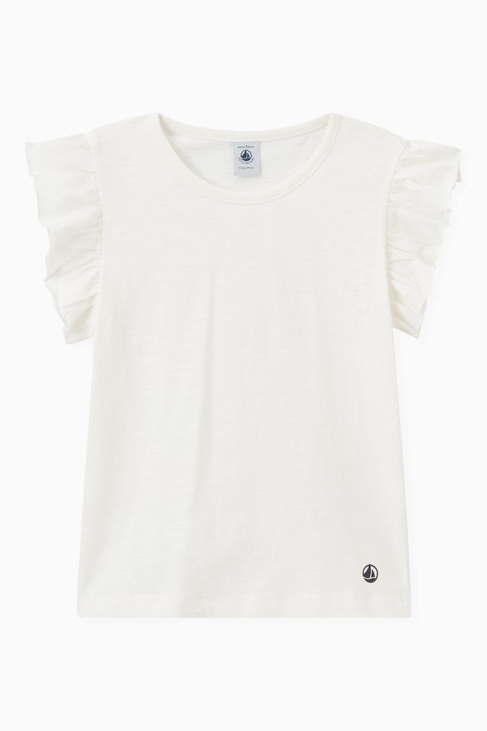 

Ruffle Sleeve T-Shirt, White