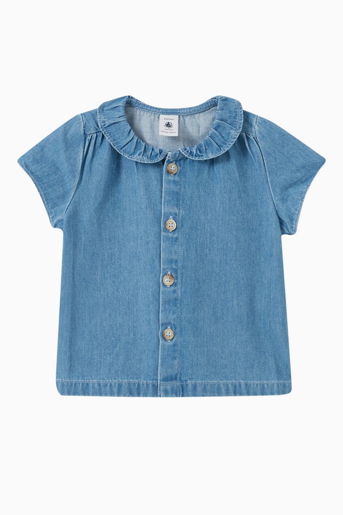 Denim Blouse in Organic Cotton, Blue