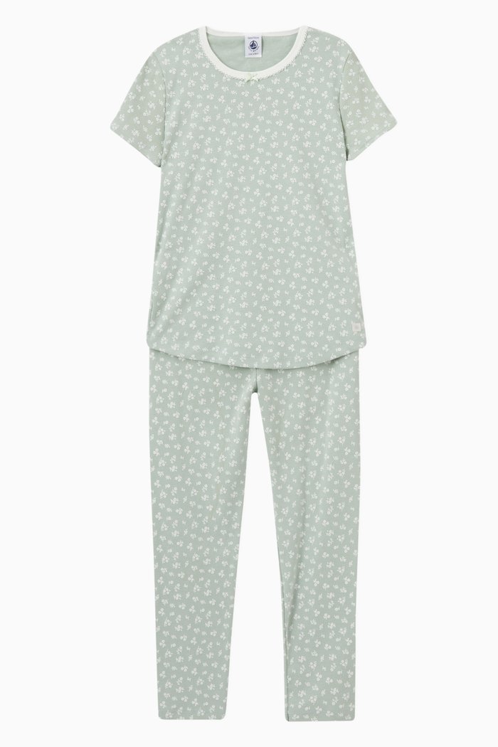 Floral T-Shirt & Pyjama Set, Green