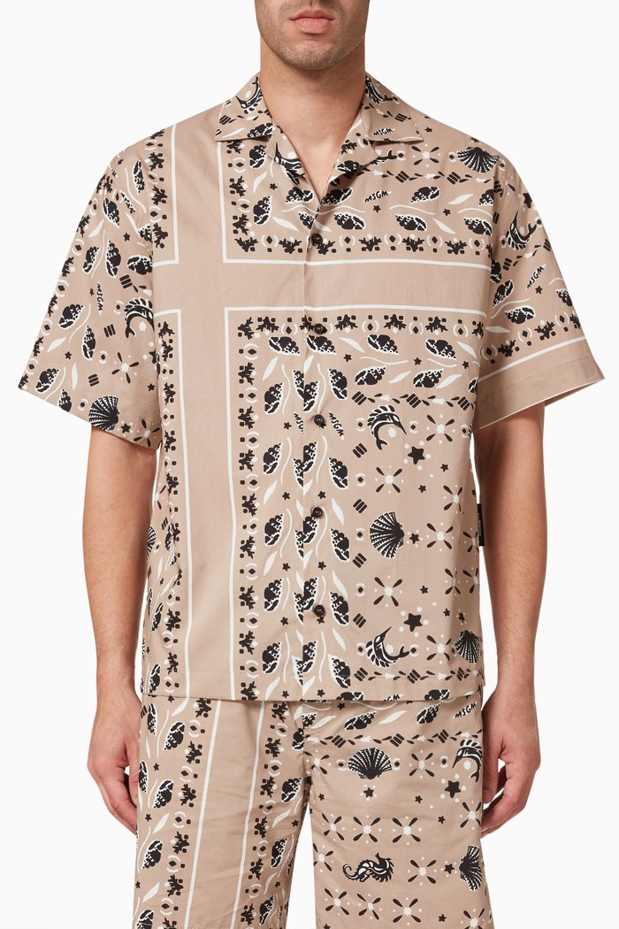 Bandana Print Shirt in Cotton, Neutral