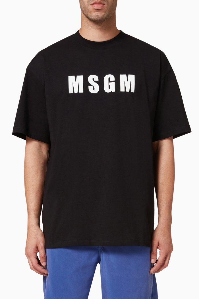 Logo T-Shirt in Cotton Jersey, Black
