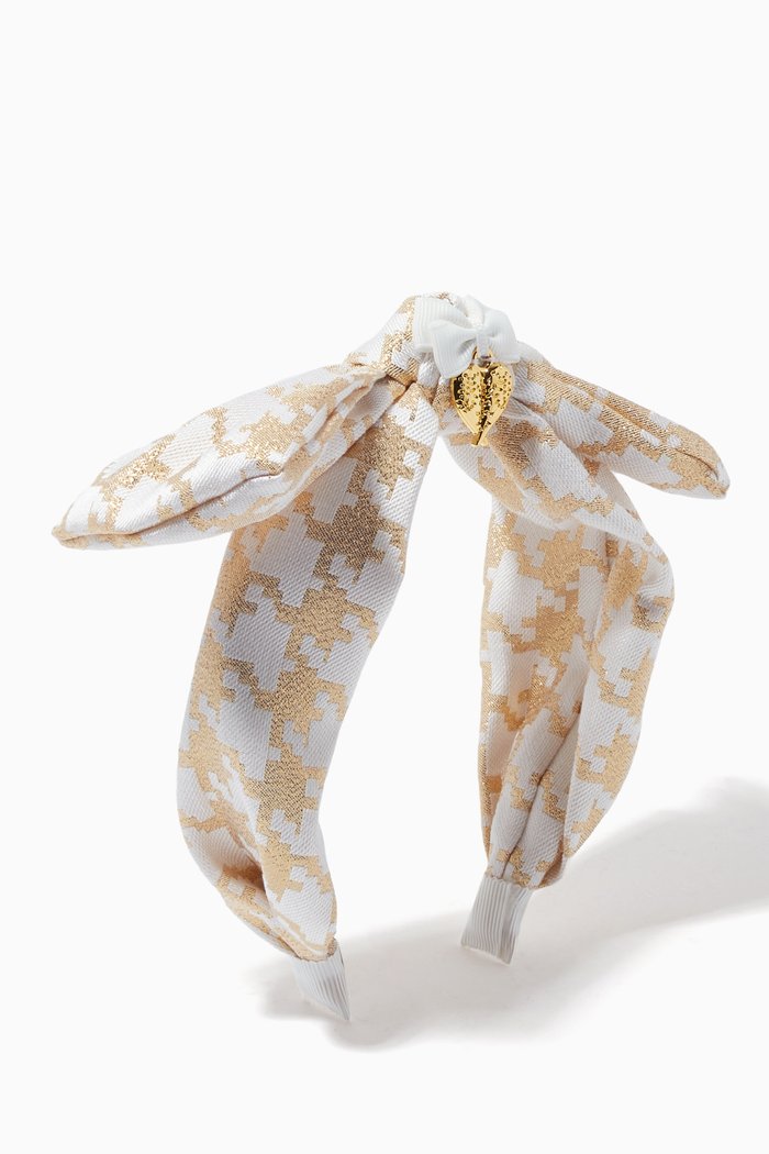 

Leigh Houndstooth Headband, White