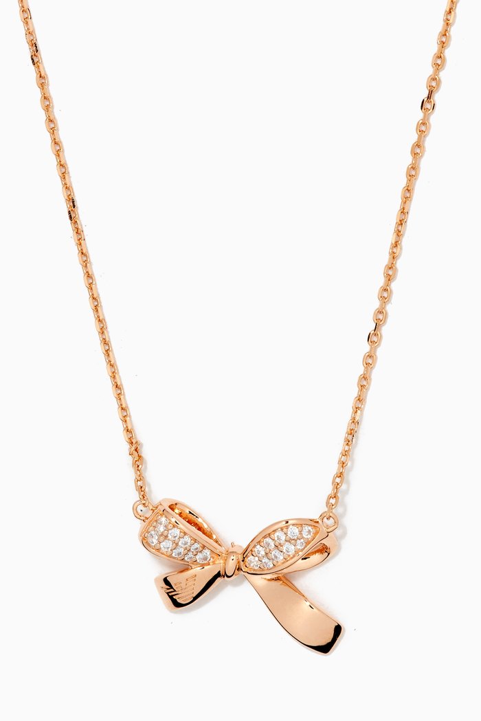 

Sentimental Bow Pendant Necklace in Sterling Silver, Rose gold