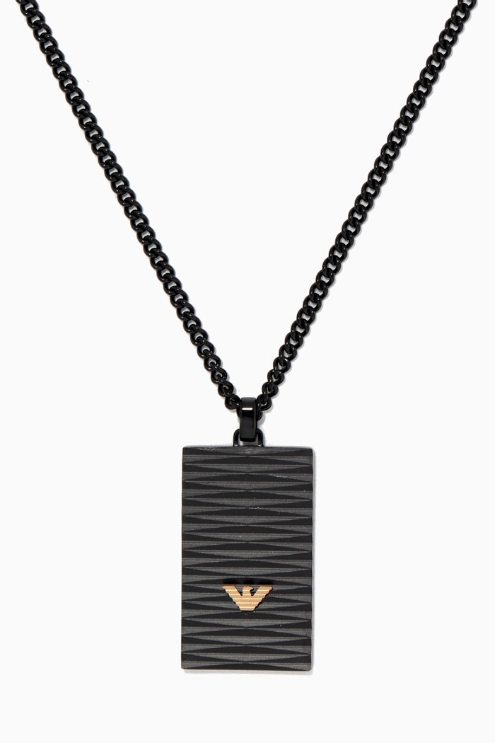 

EA Essential Logo Necklace in Stainless Steel, Black