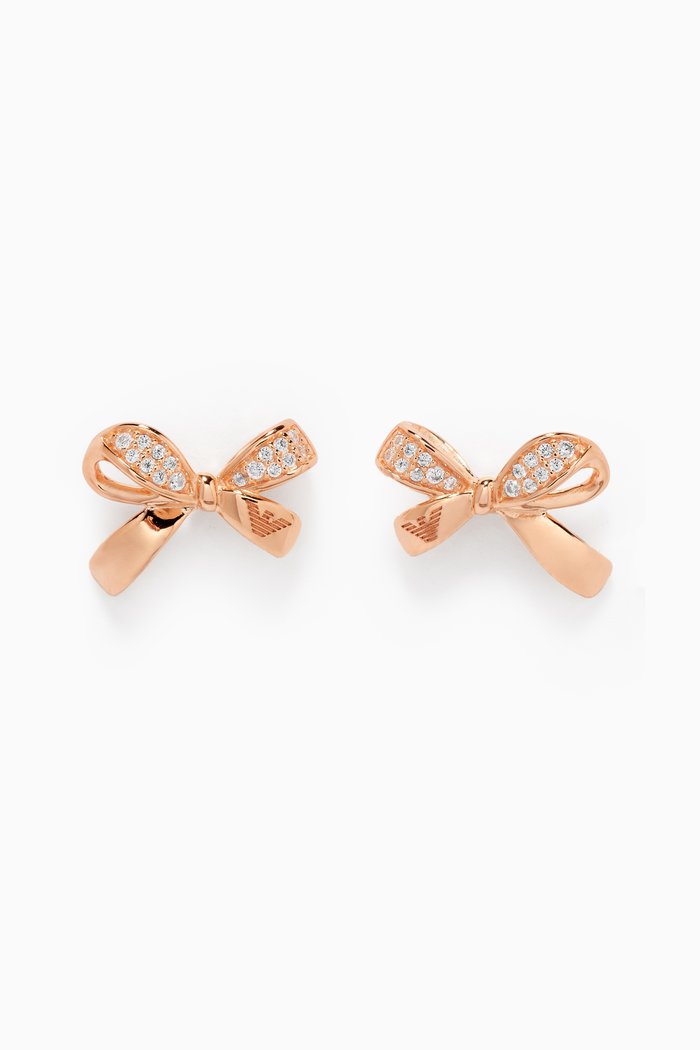 

Bow Stud Earrings in Sterling Silver, Rose gold
