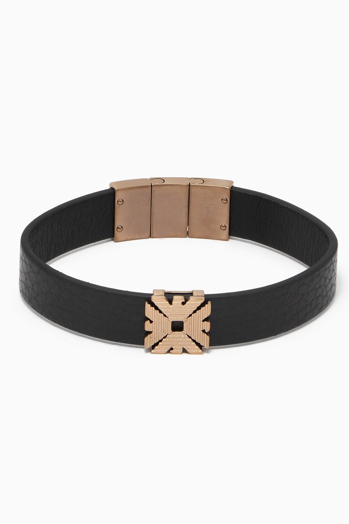 

EA Eagle Essential Bracelet in Grained Leather, Gold