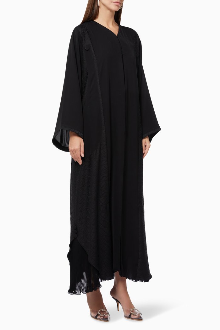 

Embroidered Button Abaya, Black