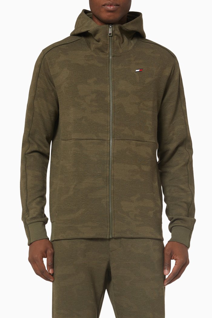 

Sport Zip Camo Comfort Hoodie in Recycled Polyester, Green