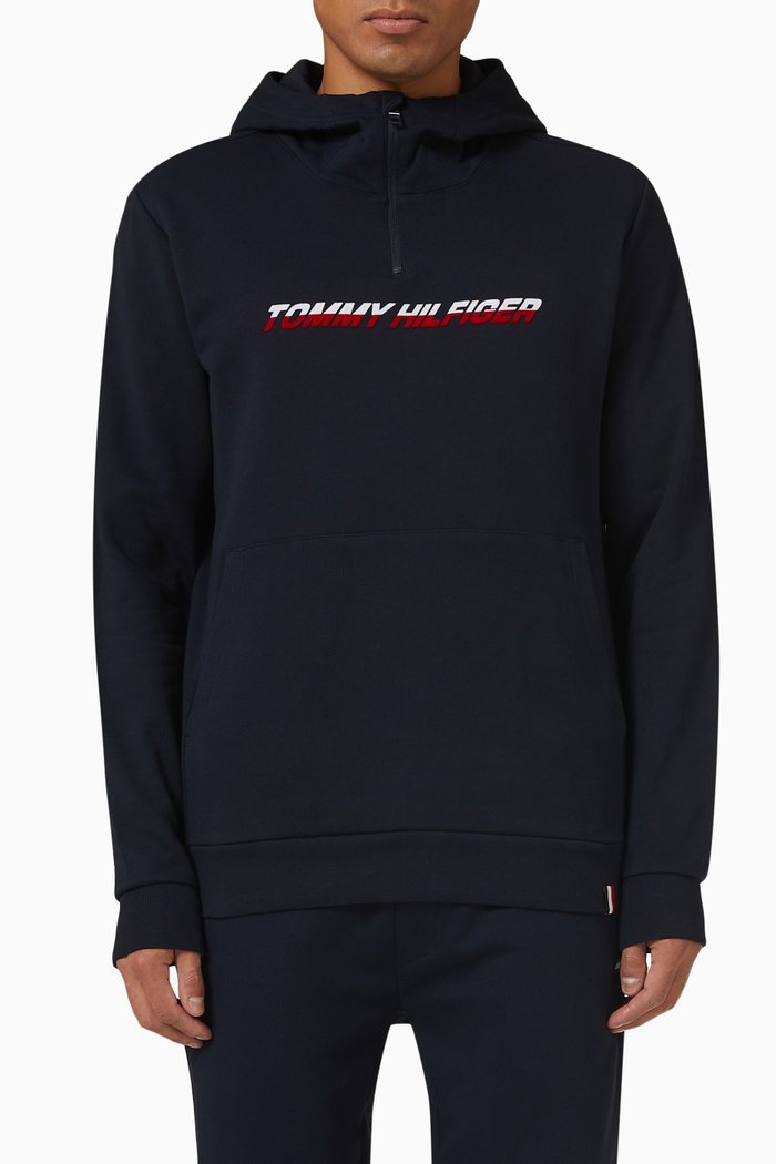

Sport Half-Zip Hoodie in Fleece, Blue