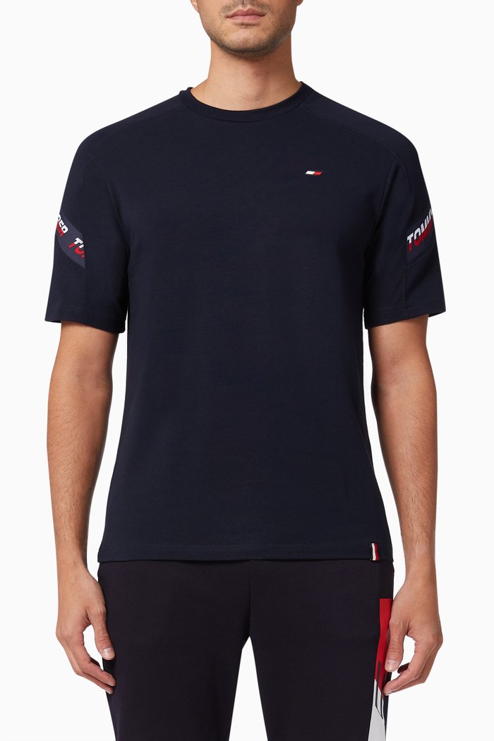 

Logo Tape T-Shirt in Cotton, Blue