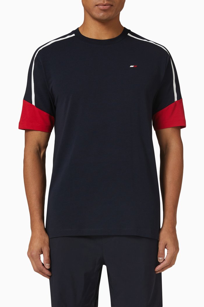 

Sport Colour-Blocked T-Shirt in Cotton Blend, Blue