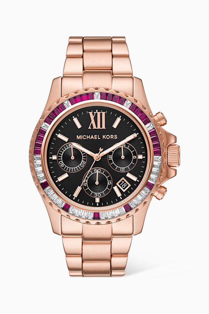 

Everest Pavé Quartz Chronograph Watch, 42mm, Rose gold