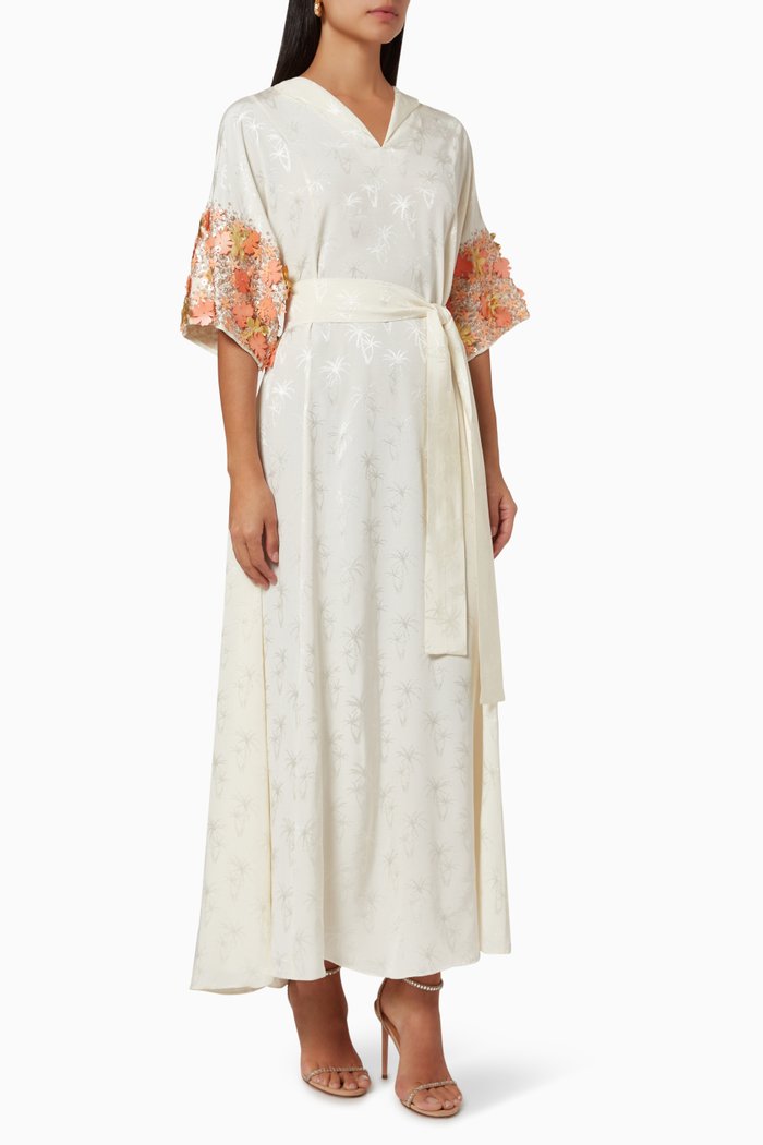 

Salmon Sequin Midi Dress, White