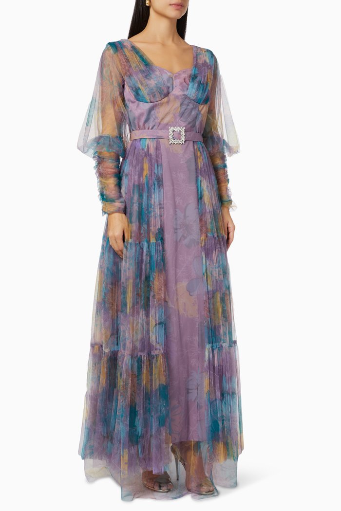 

Ruffle Tiered Maxi Dress, Blue