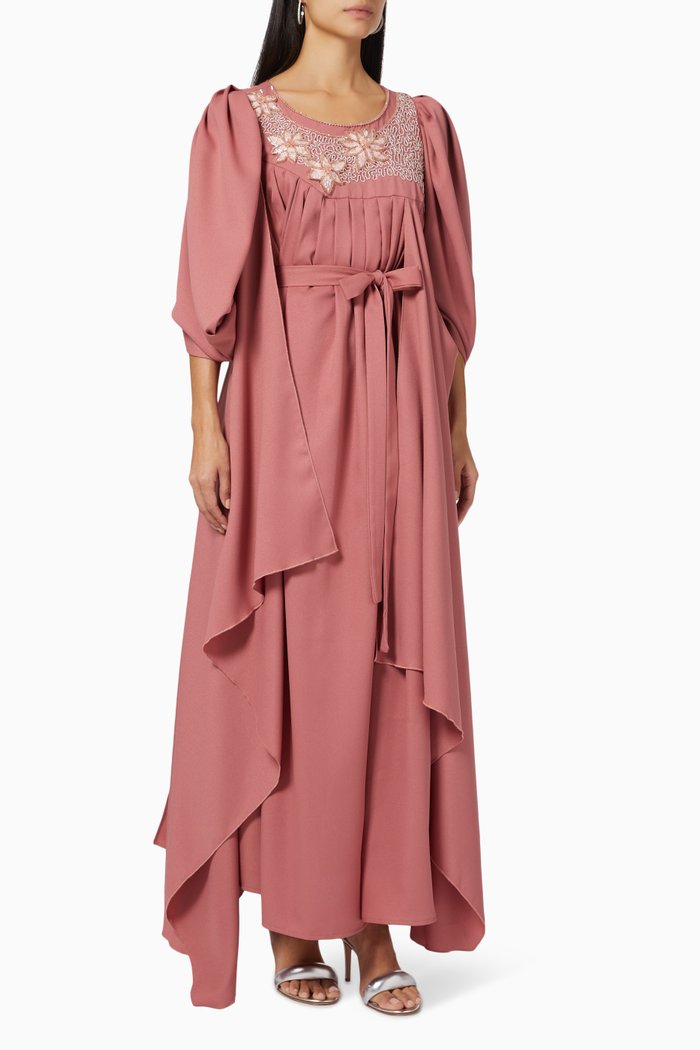 Embroidered Maxi Dress, Pink