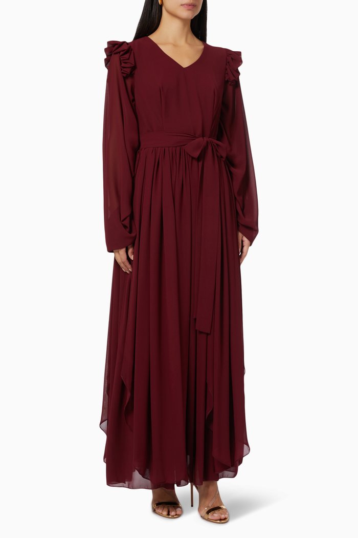 

Ruffle Layer Maxi Dress, Burgundy