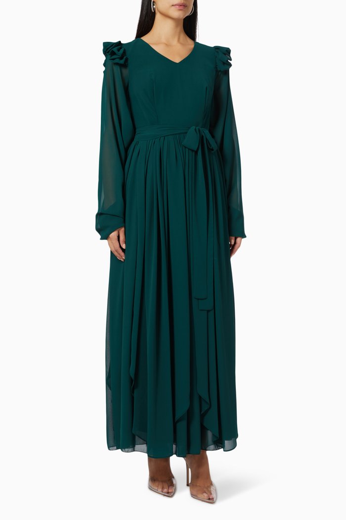 

Ruffle Layer Maxi Dress, Green