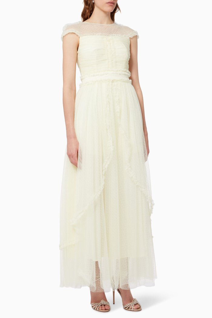 

Ruffle Layer Maxi Dress, Neutral