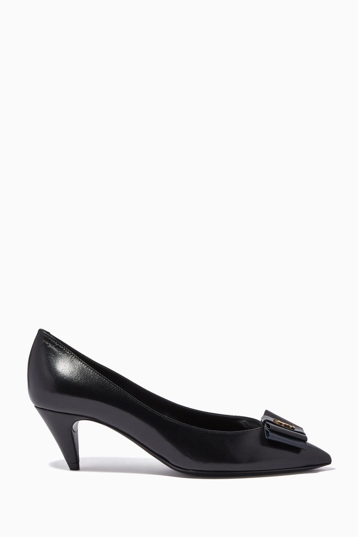 

Anaïs 55 Bow Pumps in Smooth Leather, Black